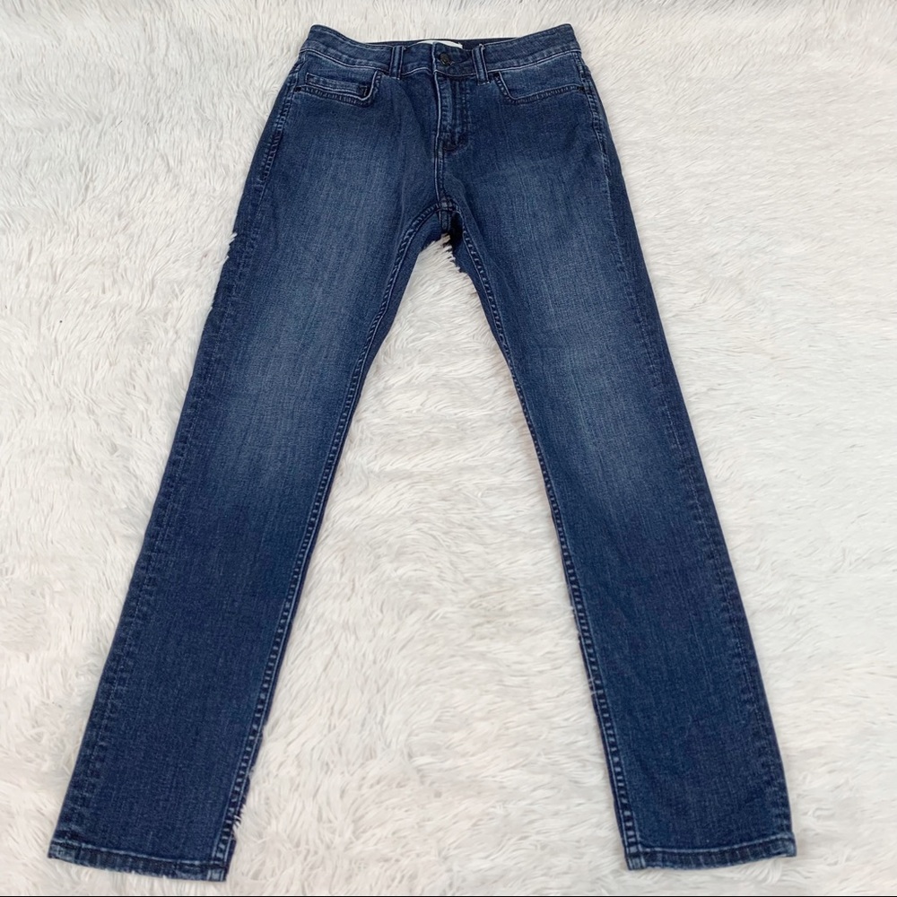 Kate Spade Broom Street‎ high rise straight jeans solid blue classic medium wash